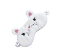 Operitacx Fluffy White Cat Design Sleep Eye Mask Lightweight Comfortable Fabric Night Blindfold for Naps and Travel with Soft Contoured Eyeshade
