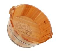 Operitacx Foot Soaking Basin Feet Spa Massage Pedicure Barrel 16.5x14x10inch Deep Structure Natural Wood Rustic Aesthetic Portable Soothing Spa-like Treatment Home Sauna Use