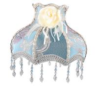 Operitacx French Luxury Lace Lampshade Romantic Victorian Style Cloth Lamp Cover for Table and Floor Lamps Elegant Printed Fabric with Fringe Unique Indoor Light Decoration