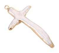 Operitacx Freshwater Pearl Cross Pendant: Irregular Baroque Cross Charms Pendants for Necklace Earring Bracelet DIY Jewelry Making Supplies