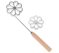 Operitacx Fried Mold Tool Snack Molds with Wooden Handle Silver Flower-Shaped High Temperature Resistance Angled Design for DIY Fried Food Kitchen Use