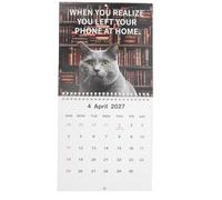Operitacx Funny Cat Calendar 2027, Spiral Binding Artistic Wall Calendar Featuring Hilarious Cats, Cute Kitten Theme Monthly Planner for Office, Home, Classroom