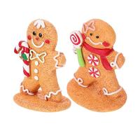 Operitacx Gingerbread Man Ornaments Cartoon Style Resin 2pcs Christmas Figurines that Create a Cozy and Festive Atmosphere, Sturdy Holiday Decor for Tabletop and Window Decoration