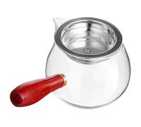 Operitacx Glass Cup Tea Dispenser Teapot with Strainer 16oz Shape Glass and Wooden Handle Easy Pouring Reusable Use for Office and Teahouse Tea Drinkers