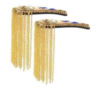Operitacx Gold Decorative Shoulder Epaulettes with Tassels Metal Chain Link 6.7 Inch Vintage Style for Suits and Performance Costume Accessories