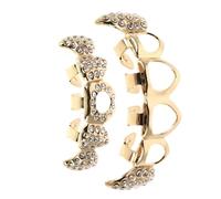 Operitacx Gold Rhinestone Vampire Fang Grills for Teeth, Copper Material with Brilliant Shine and Easy Installation, Unique Design for Halloween Themed Events and Cosplay Parties