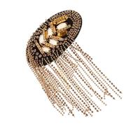 Operitacx Gold Tassel Shoulder Epaulette with Beading and Rhinestone Chain Durable Uniform Badge for and Women Fashion Forward Jacket Decoration Polished Look for Suits and Costumes
