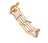 Operitacx Golden Alloy Musical Notes Brooch Pin with Rhinestone Decoration, Decorative Sweater and Hat Brooch for Christmas Party Accessories, Adds Festive Atmosphere