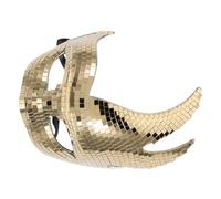 Operitacx Golden Cat Face Carnival with Adjustable Straps and Reflective Glass Design for Celebration and Masquerade Balls, Featuring Elegant Craftsmanship and Disco Vibes