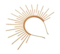 Operitacx Golden Crystal Jewelled Headband with Sunburst Spiked Crown Design, Secure Fit and Prevents Slipping, for Wedding and Festival Hair Accessories for Women