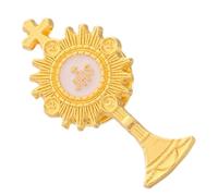 Operitacx Golden Religious Lapel Pin Holy Communion Cross Pin Zinc Alloy Catholic Accessory Contemporary Unique Design Versatile Use for Special Occasions