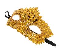 Operitacx Golden Rhinestone Masquerade Half Face Eye Mask for Women with Sparkling Crystal Rhinestones, Plastic Material, Eye-catching Shiny Design, for Carnivals and Cosplay Parties