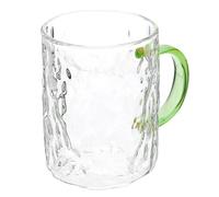 Operitacx Green Borosilicate Glass Mug with Handle for Tea and Coffee | Water Pattern Finish, Smooth Curved Grip, Easy Cleaning, Single Mug Included, for Home and Office Use