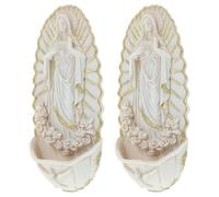Operitacx Guadalupe Holy Water Font Easy to Clean and Longterm Use with Ceramic Material 2pcs Hanging Decoration with Elegant Beige Finish for Home Entrance and Wall for First Communion Home