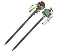 Operitacx Hair Sticks Not Easy to Deform Simple Structure 2pcs Chinese Style Hair Bun with Butterfly and Flower Shapes Black Wood and Metal Material for Women for Wedding and Party