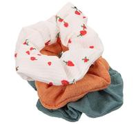 Operitacx Hair Ties with Smooth Cloth and Comfortable Texture 3pcs Cherry Pattern and Lovely Random Color for Fabric Hair Bands for Everyday Use