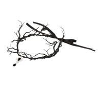Operitacx Halloween Crown Headband Black Resin Gothic Flower Crown with Foldable Structure, Versatile Accessory for Parties and Cosplay Events, Elegant and Unique Halloween Decor Garland