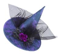 Operitacx Halloween Witch Hat with Faux Flower and Mesh Decoration Lightweight Breathable Fabric Party Costume Accessory for Halloween and Theme Parties