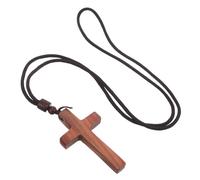 Operitacx Handcarved Sandalwood Cross Pendant Necklace Lightweight Skin Friendly Christian Jewelry for Men Women Spiritual Devotion Church Bible Verse Party Favor