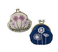 Operitacx Handmade Embroidery Starter Kit Dandelion Style DIY Coin Purse Clutch Bag with Wool Needle Tools and Accessories for Women Craft Crafting