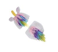 Operitacx Handmade Wool Knitted Costumes Kit Unicorn Photo Props for Boys Pink Stretchy Warm Beanie Comfortable Hundred Days Photoshoot Outfit