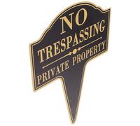 Operitacx Heavy No Trespassing Sign with Stake for Private Property, Weather Resistant Aluminum Yard Sign with Elegant Design, Easy Installation for Lawn and Business Use