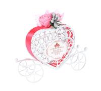 Operitacx Hollow Carriage Candy Box Heart Shaped Wedding Favour Holder for Party Table Decor Baby Shower 12x8x3.5cm