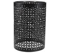 Operitacx Hollowed Cylindrical Lamp Shade Matte Black Wrought Iron Cover for Table and Floor Lamps Simple Hollow Design Fits Bedroom Living Room Study Office Lighting