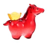 Operitacx Horse Sculpture Year Symbolizing Prosperity and Good Fortune the Horse Crystal Figurine Red Handmade Glass for Home and New Year Decor