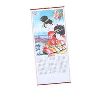 Operitacx Horse Year Lunar Wall Calendar Imitation Rattan Scroll with High Definition Printing for Asian Year Home and Office Decor Traditional Chinese Zodiac Celebration