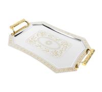 Operitacx Hotel Serving Tray Stainless Steel with Handles, Rectangular Storage Plate for Restaurants and Tea Parties, 10X14 Inches, European Style Dessert Serving Platter