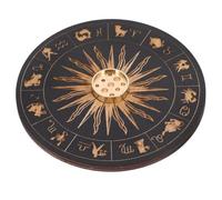 Operitacx Incense Use Zodiac Holder Stick Tray Wooden with Pattern Stable Bottom to Easy Burner Adorn Stylish Black and for Bedroom and Hotel