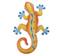 Operitacx Iron Gecko Hanging Ornament for Indoor Decoration, Realistic Yellow Metal Wall Sculpture, Adds Visual Interest for Living Room Decoration