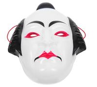 Operitacx Japanese Samurai Kabuki Mask for Men and Women, Plastic Full Face Decorative Mask Samurai Theme, Unisex Appeal for Festivals and Performances, Japanese Aesthetic Design