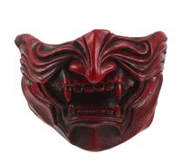 Operitacx Japanese Samurai Mask Half Face Cosplay Costume with Flexible Breathable Latex Fit and Deeply Textured Embossing for Authentic Photography and Interactive Games