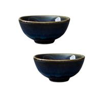 Operitacx Japanese Style Ceramic Sake Cup Set 2pcs with Kiln Blue Glaze, for Serving Sake Or Tea, Sturdy Porcelain Drinkware for Home and Entertaining