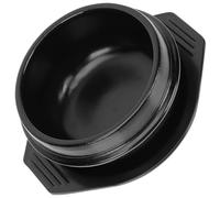 Operitacx Korean Ceramic Stew Pot with Tray, Black Ceramic Casserole Bowl with Natural Ventilation and Uniform Heat Conduction, for Cooking Bibimbap and Stews in The Kitchen