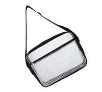 Operitacx Large Transparent PVC Grid Crossbody Bag with Adjustable Shoulder Strap Anti-static Tool Storage Pouch for Books Files Cosmetics and Daily Essentials Black Organizer Tote