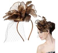 Operitacx Leopard Print Fascinator Hat with Detachable Hair Clips and Headbands Easy to Put On Tea Party Prom and Wedding Occasions Creating Instant Stunning New Hair Style