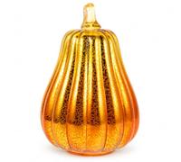 Operitacx Light Up Glass Pumpkin, 22 cm Halloween Table Decoration Indoor | Battery-operated seasonal piece, 3 AA batteries not included, orange design for shelves, mantels, desks and autumn displays