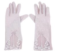 Operitacx Lightweight Ice Silk Touch Screen Gloves for Women, Lace Full Finger Mittens with Non-slip Grip, Protect from Sunshine, for Summer Driving Outdoors