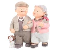 Operitacx Lladro Figurines Resin Elderly Couple Figurine, Miniature Home Decor for Mini Gardens and Dollhouse, High Simulation Love Lasts Adornment Random Color