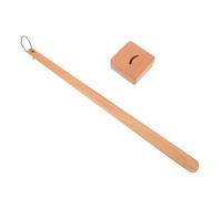 Operitacx Long Handled Wooden Shoehorn 22 Inch with Stand and String Shoe Horn Shoe Fitting Ease, No Bending Required for Seniors and Adults for Bedrooms and Home Use
