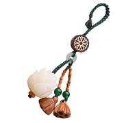 Operitacx Lovely Lotus-flower Mobile Phone Pendant Key Chain Bodhi Material Delicate Carving Multi-functional Phone Pendant Accessory Car Keychain