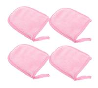 Operitacx Makeup Remover Puff Reusable Washable Fiber Pink Facial Cleaning Gloves 4pcs Simple Design for Effective Face Cleansing and Exfoliating