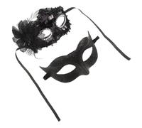 Operitacx Masquerade Masks Set Comfortable Fit Secure during Dance Black Venetian Half Face Mask 2pcs Plastic Material with Intricate Surface Painting Couple for Men and Women for Carnival