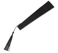 Operitacx Men's Hand Folding Fan Black Bamboo and Silk Large Air Supply Strong Wind Portable Handheld Fan with Storage Bag for Wedding Decoration and DIY Wall Art
