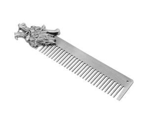 Operitacx Men'S Metal Beard Comb with Viking Dragon Head Design, Zinc Alloy Pocket Styling Tool for Mustache Shaping and-The-Go Hair Grooming