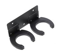 Operitacx Metal Double Hook Microphone Holder for Home and Church Use with Stable Positioning and Strong Compatibility, Wall Mounted Mic Stand in Black for Wireless Microphone Storage