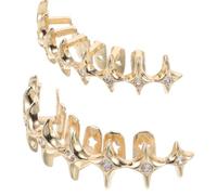 Operitacx Metal Grills Boosts Confidence Hip Hop for Men and Women with Comfortable Fit Gold Plated Star Shaped for Party and Stage Shows